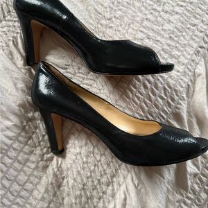Cole Haan Black Peep-Toe Heels